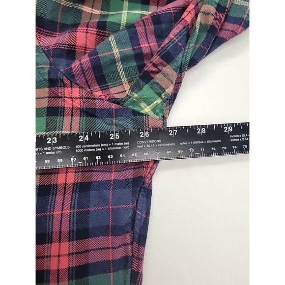 VINTAGE Polo Ralph Lauren Flannel Shirt Mens XL Plaid Green Blue Red RL 90s Long - Picture 7 of 8